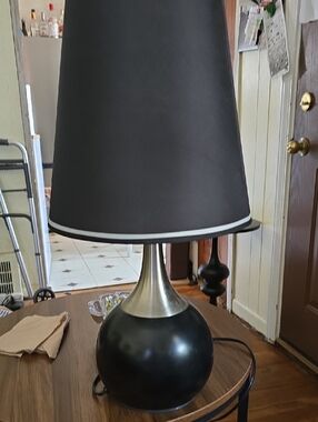 Black Table Lamp with Silver Neck - Contemporary Home Accent